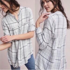 Cloth & Stone Gray Plaid Blouse